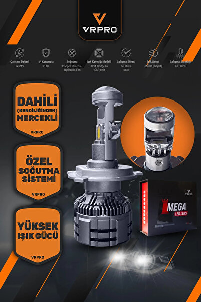 emah global Mega Mercekli H7 LED Far Ampulü 75W 20000 Lümen 12V Fanlı VR Pro ...