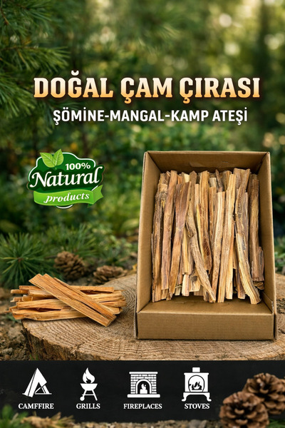 EMENS Doğal Çam Çırası yağlı, yüksek reçine 1 kg mangal, soba, şömine, barbek...