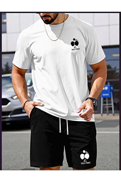 Joetsu Unisex Women'S/Men's White Color Custom Printed Shorts T-Shirt Set