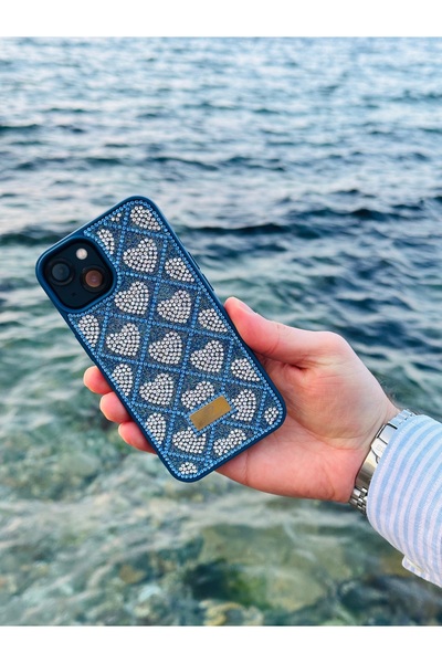 DGN İphone 13 ve İphone 14 Uyumlu Kalpli Kristal Taş Detaylı Taşlı Lens Korum...