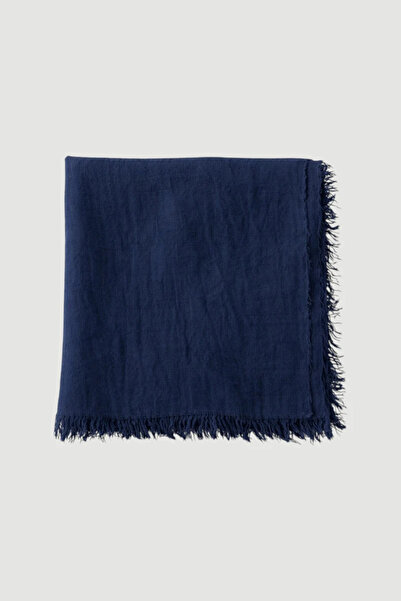 Gusto Tasseled Shawl - Navy Blue