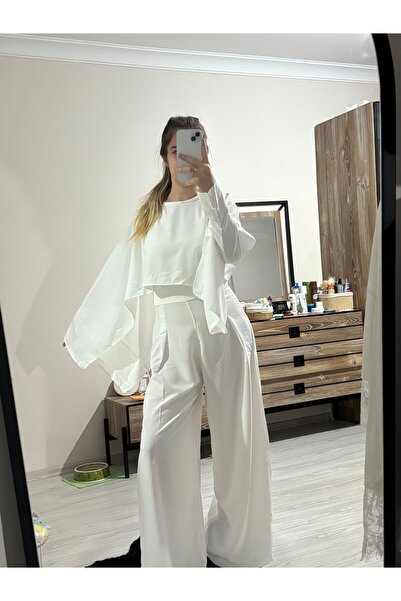 ELA Cool Krep Kumaş İkili Pelerinli Tulum