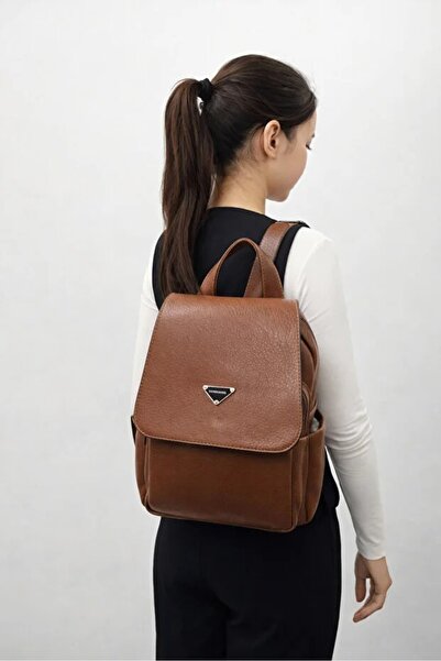 ALTUNORDU AVM Women's Soft Textured, Covered Faux Leather Backpack Taba Mat