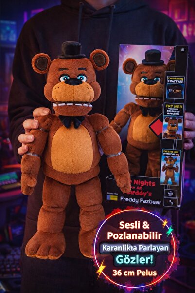 TOYFEST Five Nights at Freddy's Freddy Fazbear Sesli Pozlanabilir Peluş 36 cm...