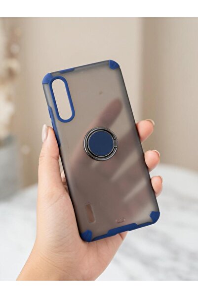 TECNOTREND Mİ A3 / Mi A3 Lite Uyumlu Kılıf Yüzüklü Renkli Kenarlı Şeffaf Sili...