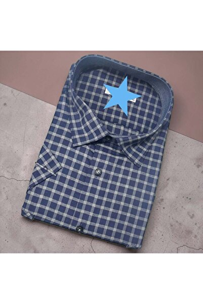 EREN STYLE Λινό κλασικό πουκάμισο από 100% βαμβάκι με κοντά μανίκια και αντιι...