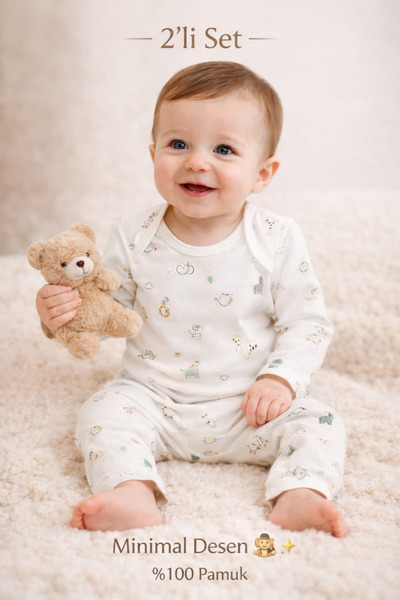 BABİDO Bebek 2li Set %100 Pamuk Çıtçıtlı Body ve Alt Yenidoğan kız Bebek Takımı