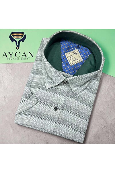 EREN STYLE Cămașă clasică din in, 100% bumbac, cu mânecă scurtă, anti-transpi...