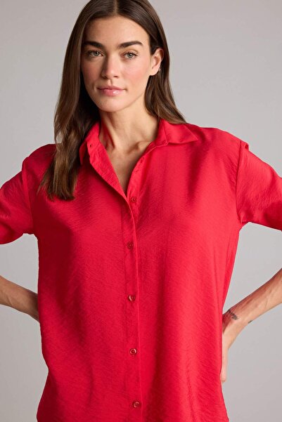 DeFacto Πουκάμισο μεγάλου μεγέθους με γιακά και μακριά μανίκια E4350AX26SP