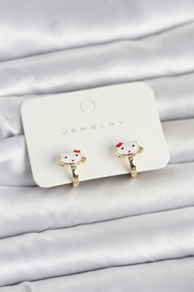 shopwave Gold Color Cat Model Enamel Children's Earrings