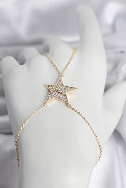 My Reality Fashion Brass Gold Color Zircon Stone Star Model Women's Şahmeran