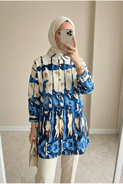 Kirazca Butik Women's Patterned Comfortable Fit Hijab Tunic