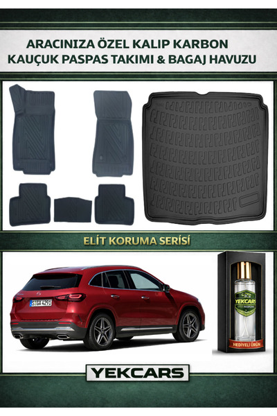 YEKCARS MERCEDES GLA (H247) 2025 MODEL KARBONLU KAUÇUK PASPAS SETİ VE ALT BAG...