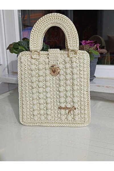 Bedalizza Handmade Macrame Women's Handbag, Knitted Texture, Stylish Design, ...
