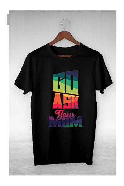 LAND MODA Unisex Women's and Men's Go Ask Your Mom Printed Oversize T-Shirt