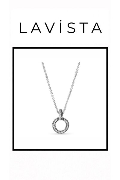 Lavista Silver Çift Halka Taşlı Gümüş Kolye