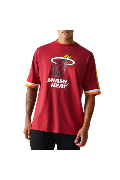 NEW ERA NBA Μαϊάμι Χιτ Μπλουζάκι Πάνελ OS Σκούρο Κόκκινο XL