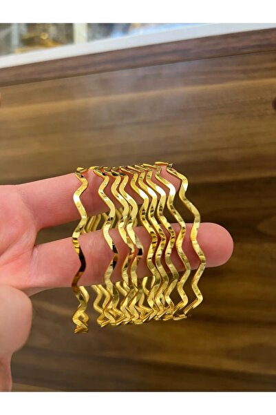 Trenddora 6 Adet Çelik Altın Kaplama Kararmaz Ajda bilezik 22 Cm 7 Numara