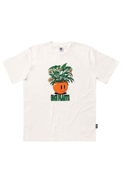 The Dudes Μπλουζάκι με σχέδιο φυτού σε μορφή προσώπου, σε χρώμα οφ-γουάιτ, μέ...