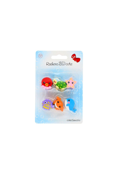 Gift Design Σετ 6 συλλεκτικών τρισδιάστατων γομολαστιχών-γόμας με θέμα ζώα μά...