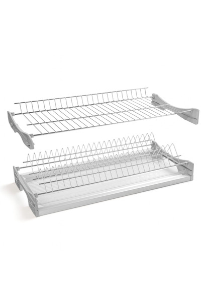 Adsinio Ανοξείδωτη Πιατοθήκη με 2 Ράφια, για ντουλάπι 900mm, Πλαστικό Δίσκο, ...