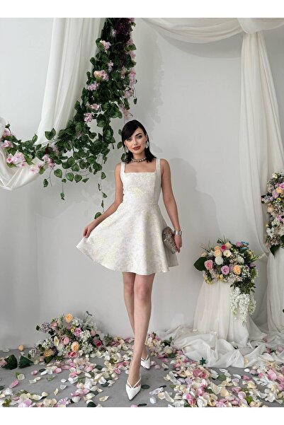 Ayzde Fashion Kare Yaka Mini Tasarım Poles Elbise