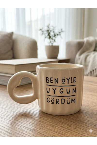 PALTO TASARIM Ben Öyle Uygun Gördüm Tasarımlı El Yapımı Krem Parlak Eros Kupa...