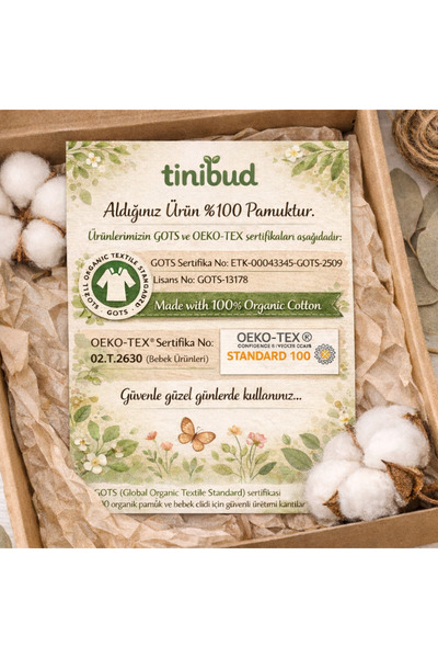 tinibud Gots Certified Fabric 100% Cotton Muslin 5-Piece Baby Boy Hospital Discharge Set Gift