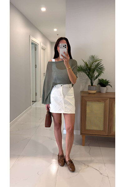 BİRCANÇİL Λευκή φούστα λέιζερ Wenda