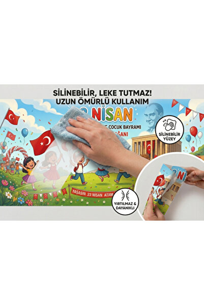 Göktuğ Hediyelik 23 Nisan Ulusal Egemenlik ve Çocuk Bayramı Kutlama - Dayanıklı Branda (100x50 cm)