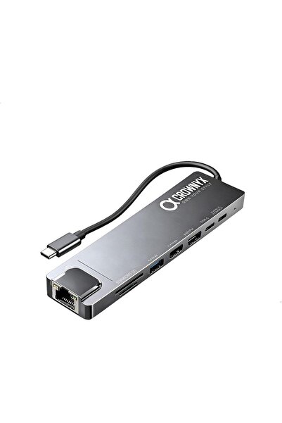 CROWNYX محول متعدد المنافذ CMH-180 8 في 1 بمنفذ USB-C