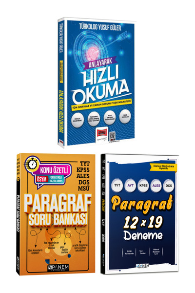 Yargı Yayınları Türkolog Yusuf Güler Anlayarak Hızlı Okuma+ Panem Paragraf So...