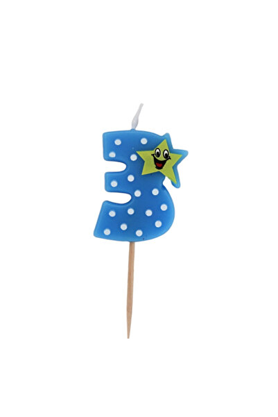 Gift Design Lumânare aniversară albastră numărul 3