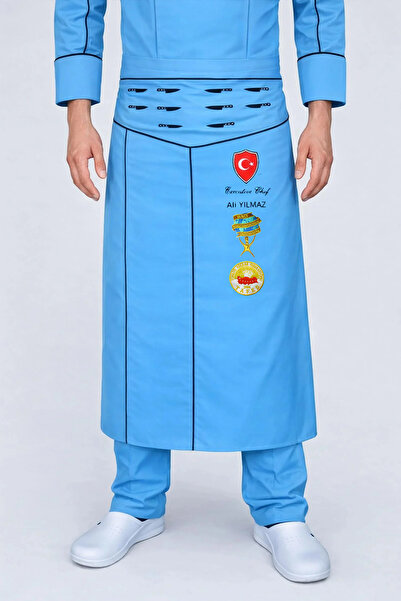 Üniformanya Δώρο με όνομα, Τουρκική σημαία, Κεντημένη ποδιά μάγειρα με μαχαίρ...