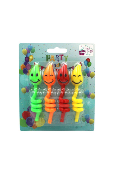 Magic Days Σετ 4 κεριών πάρτι με χαρούμενα πρόσωπα