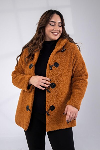 Roxxlen Μεγάλο μέγεθος Welsoft Κοντό παλτό με κουκούλα