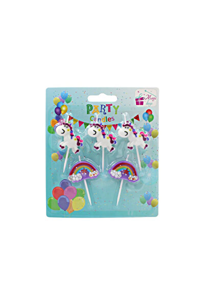 Magic Days Set de 5 lumânări de petrecere cu ponei curcubeu