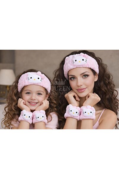 QUEEN AKSESUAR Hello Kitty Λούτρινο 3D Σετ 3 τεμαχίων Βραχιόλια Μπαντάνα Περι...