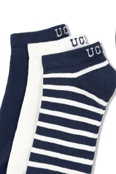 UCLA LIOREN 3'Lü Lacivert Kısa Jakarlı Pamuk Standard Fit Unisex Çorap