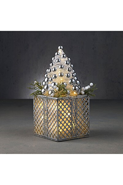 HOUSE OF SEASONS Decorațiune - Brad argintiu într-o cutie, cu LED-uri