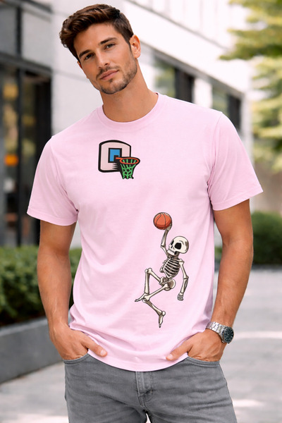 VODEXA Tricou supradimensionat pentru bărbați, cu imprimeu cu schelet care fa...