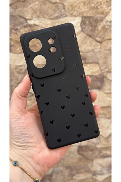 Vip Case İnfinix Zero 30 4g Uyumlu Mini Siyah Kalp Desenli Silikon Darbe Emic...