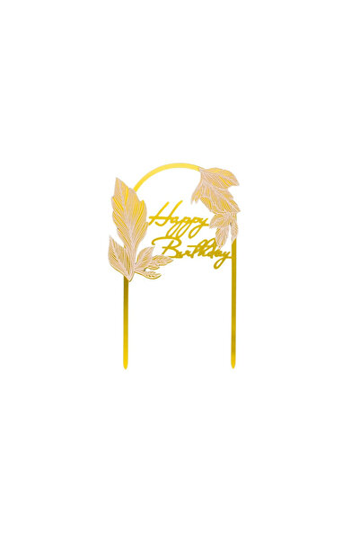 Gift Design Decor pentru tort La mulți ani cu frunze aurii