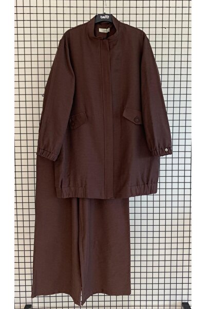 Armine Trendy Pocket Detailed Zippered Ribbed Oversize Linen Set