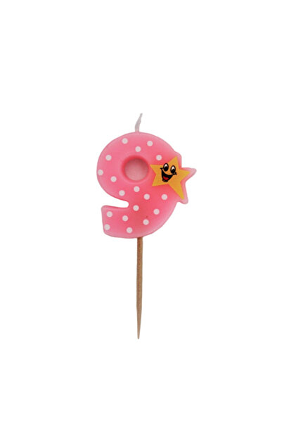 Gift Design Lumânare aniversară roz cu numărul 9