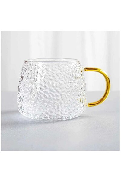 İkonio Set of 4 Drop Patterned Oval Heat Resistant Borosilicate Mugs-400 ml