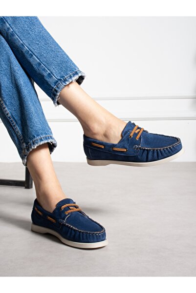ALEMDAR AYAKKABI Γυναικείο Loafer ELMAR σε σκούρο μπλε με κορδόνια