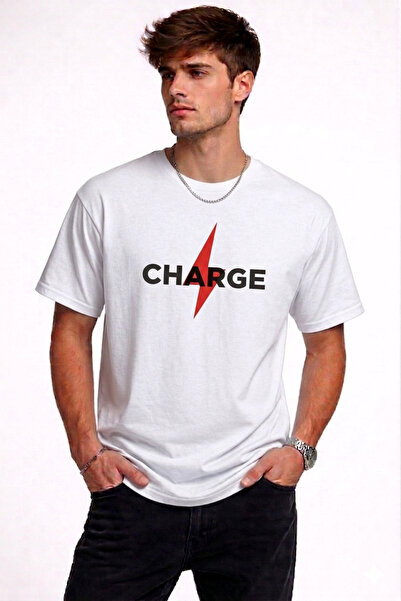 VODEXA Tricou oversize unisex CHARGE, imprimat, 100% bumbac, croială conforta...