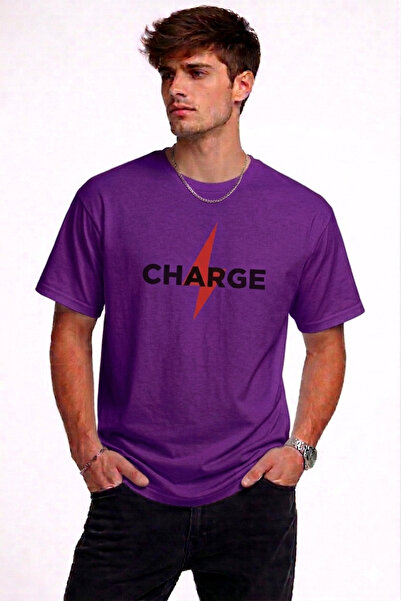 VODEXA Tricou oversize unisex CHARGE, imprimat, 100% bumbac, croială conforta...