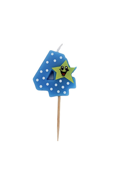 Gift Design Lumânare aniversară albastră numărul 4